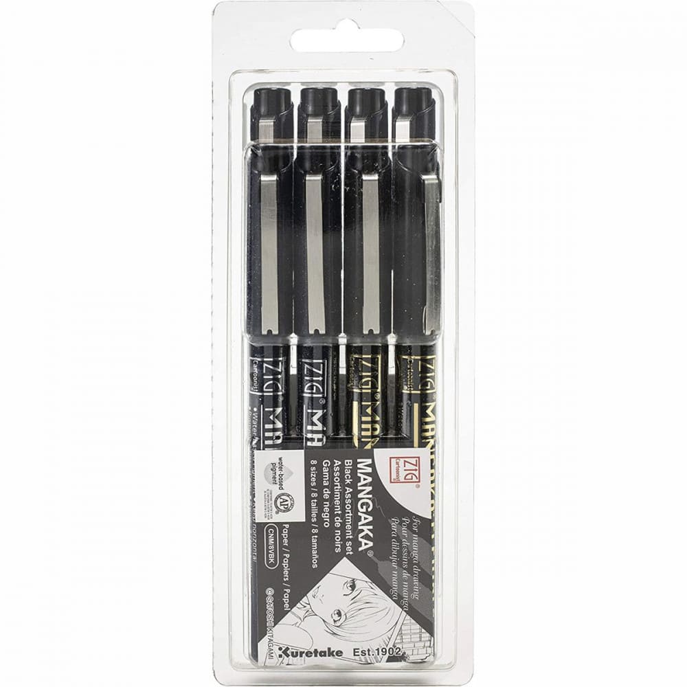 Caneta Nanquim Kuretake Mangaka Black 8 Pontas